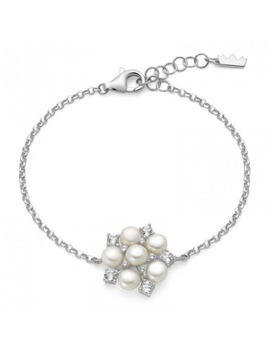 Miluna Bracelet - 925% Silver - Real Pearls - White Topaz -PBR3675