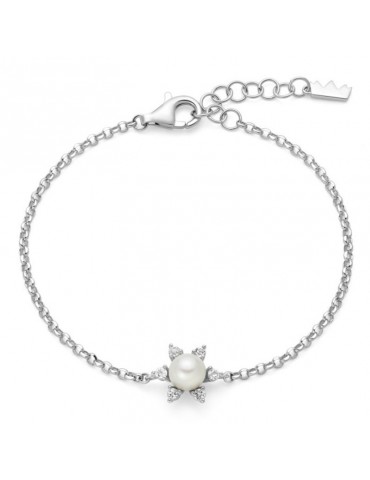 Bracciale Miluna - Argento 925% - Perla Vera - Topazi Bianchi -PBR3677