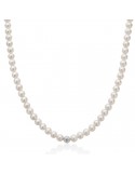 Miluna Necklace - Boule and Fantasia with 5.5-6mm Freshwater Pearls and 18K White Gold Sphere - 0