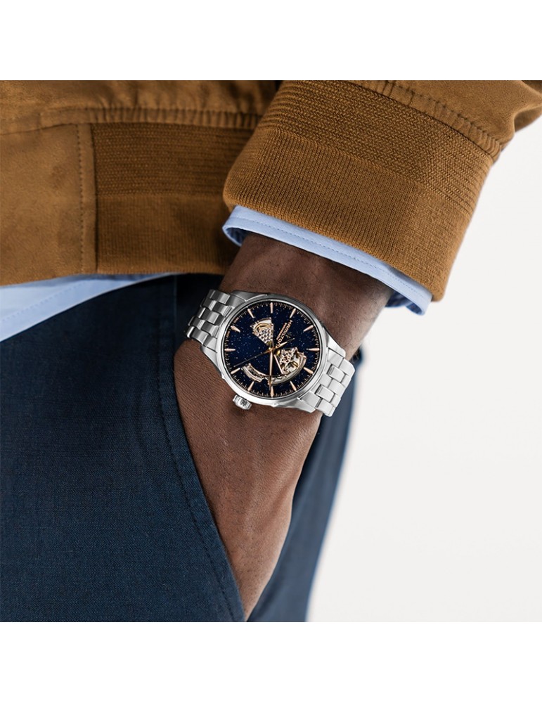 Orologio Hamilton Uomo - Jazzmaster Open Heart Automatico 42mm Blu Notte Scintillante - H32705140