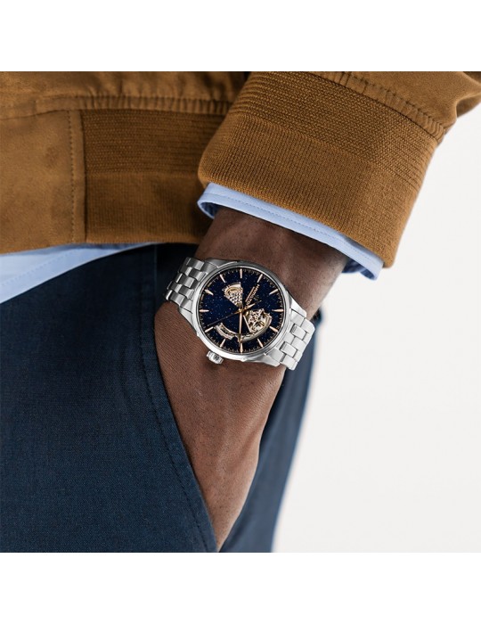 Orologio Hamilton Uomo - Jazzmaster Open Heart Automatico 42mm Blu Notte Scintillante - H32705140