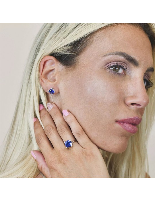 Boccadamo Earrings - 925% Silver - Tanzanite Crystal - OR831B
