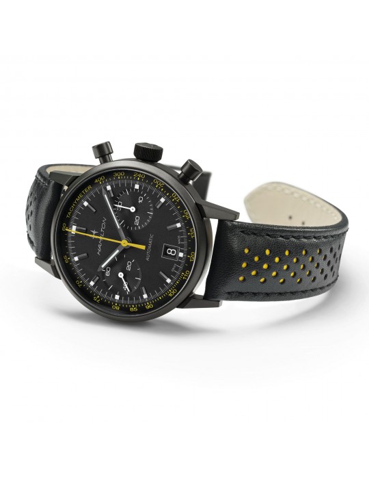 Hamilton Men's Watch - American Classic Intra-Matic Auto Chrono 40mm Black Yellow H38446731