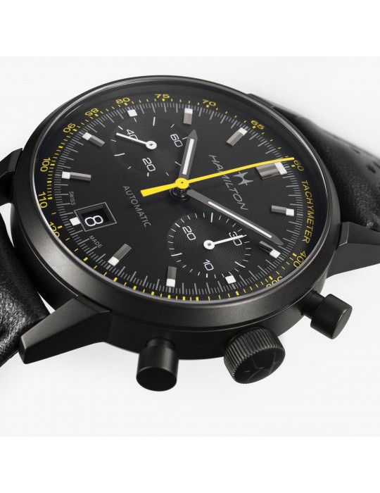 Hamilton Men's Watch - American Classic Intra-Matic Auto Chrono 40mm Black Yellow H38446731