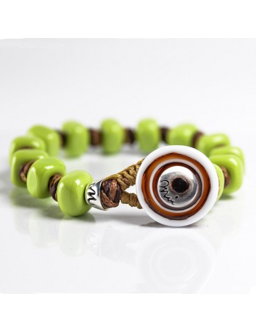 Moi Bracelet - Lemon Beads - Green Murano Glass Beads - CEDRINA