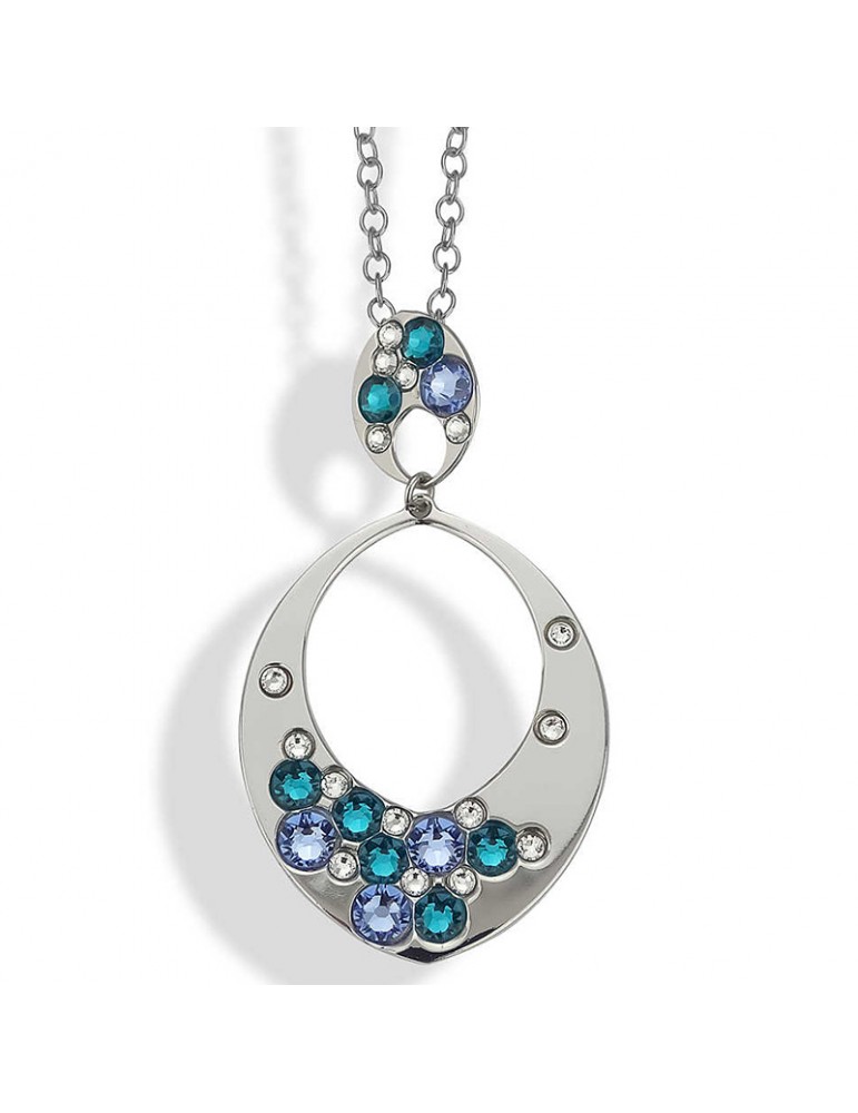 Boccadamo Necklace - Silver Plated Bronze - Colored Crystals - XGR658