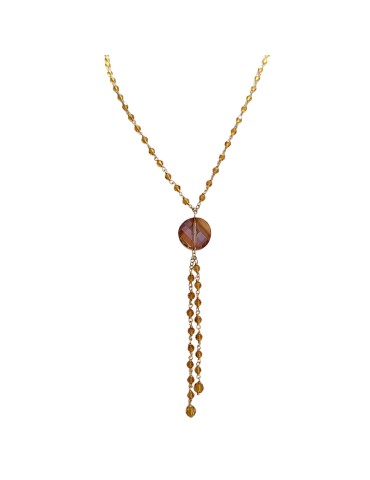 Collana Boccadamo-Argento 925% Dorato-Cristalli Arancioni-Quarzo-GR166D