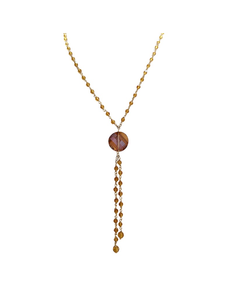 Collana Boccadamo-Argento 925% Dorato-Cristalli Arancioni-Quarzo-GR166D