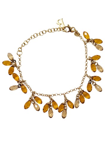 Bracciale Boccadamo-in Argento 925% Dorato-Cristalli Arancioni-BR069D