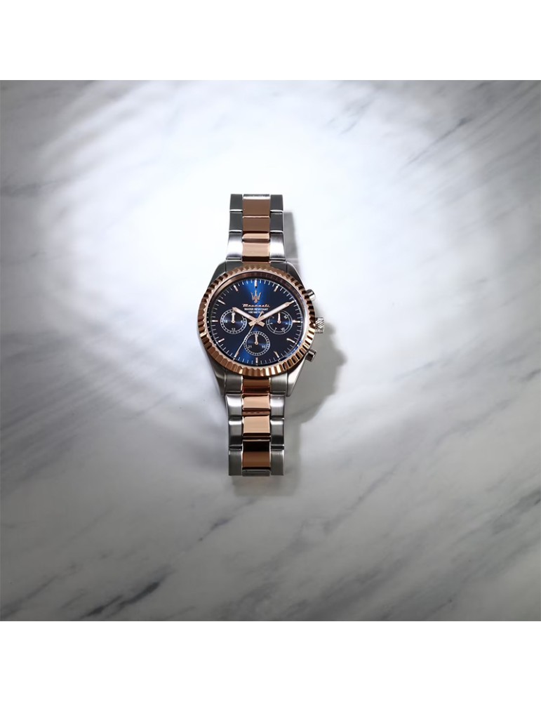 Maserati Watch - Chronograph - Rose Gold-Silver-43mm-Blue-R8853100040