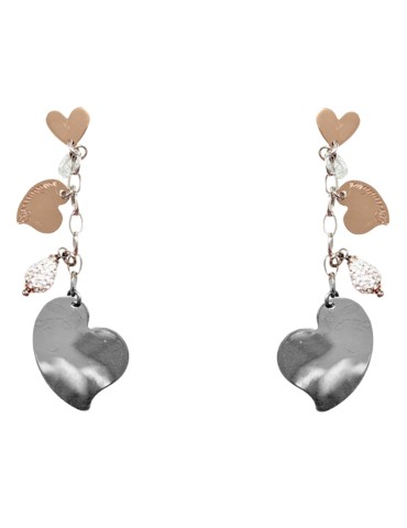 Boccadamo Earrings - 925% Sterling Silver - Rose Gold Hearts - I Love You Engraved - OR364