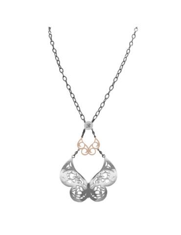 Boccadamo Necklace - 925% Sterling Silver - Openwork Butterfly Pendant-GR323