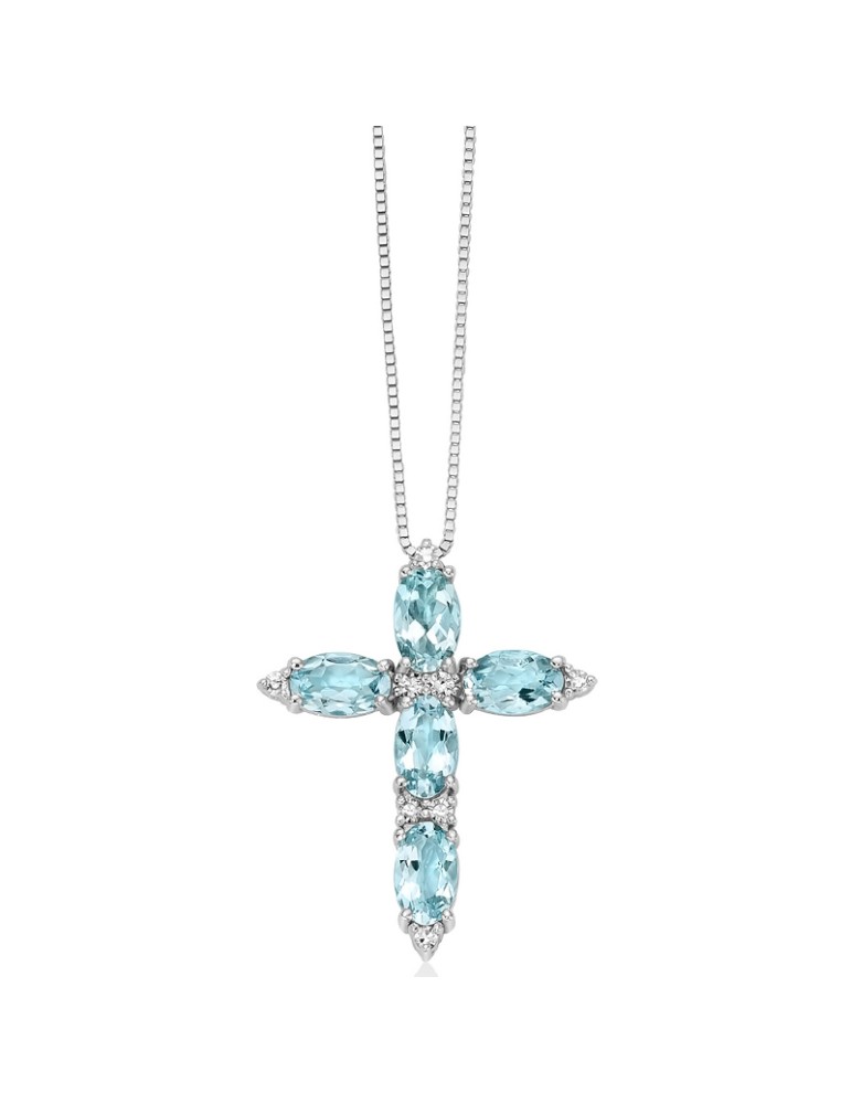 Collana Miluna in Oro Bianco 18 carati con Pendente Croce