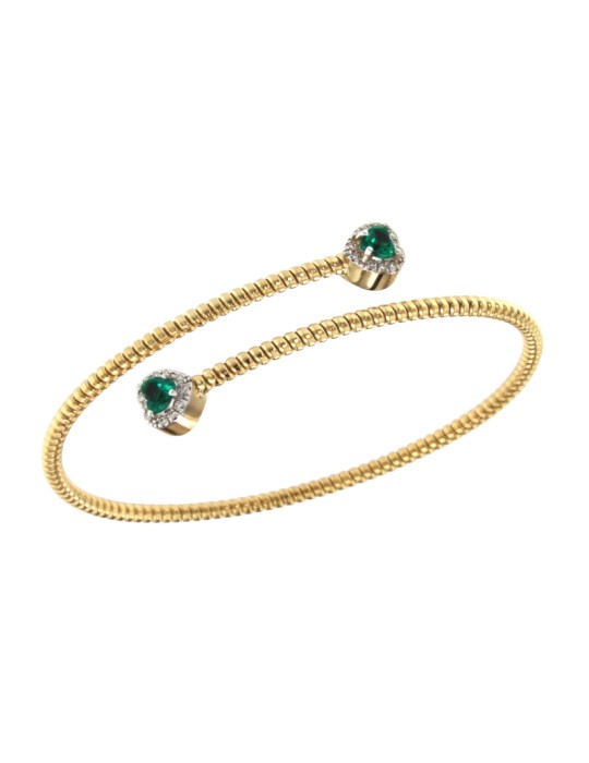 Bracciale Antorà - in Oro Giallo 18 Carati con Cuore Smeraldo e Diamanti Naturali 0,24 ct - ART12009