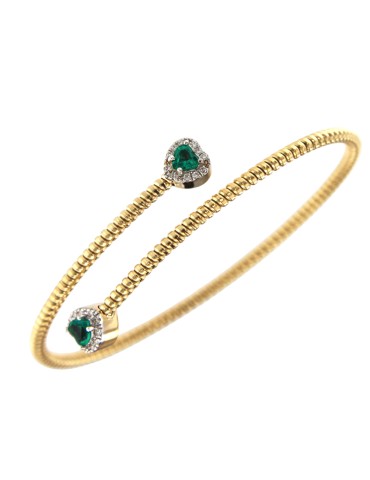 Antorà Bracelet - in 18K Yellow Gold with Emerald Heart and Natural Diamonds 0.24 ct - 0 2