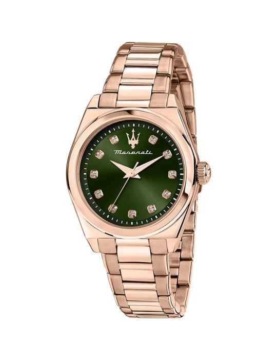 Orologio Maserati - Rose Gold - 35mm - Verde con Cristalli-R8853152501