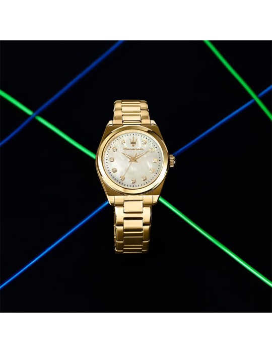 Maserati Watch - Gold - 35mm - Mother of Pearl - Crystals - R8853152502