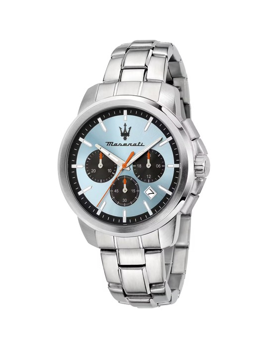 Maserati Watch - Silver-42mm-Light Blue-Orange Details-R8873621044