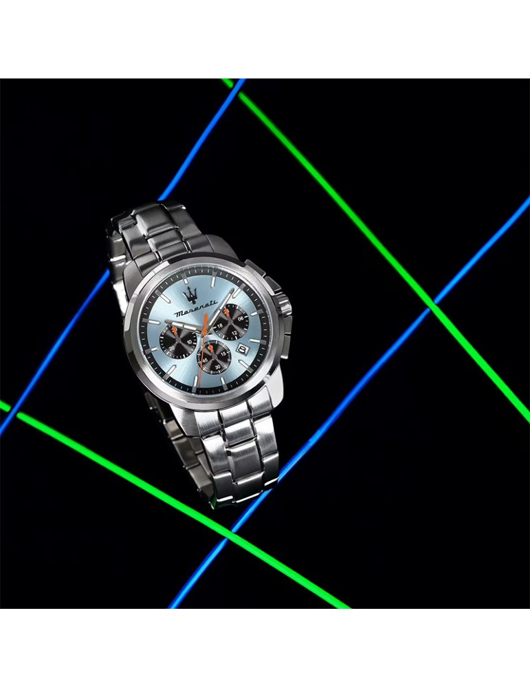 Maserati Watch - Silver-42mm-Light Blue-Orange Details-R8873621044