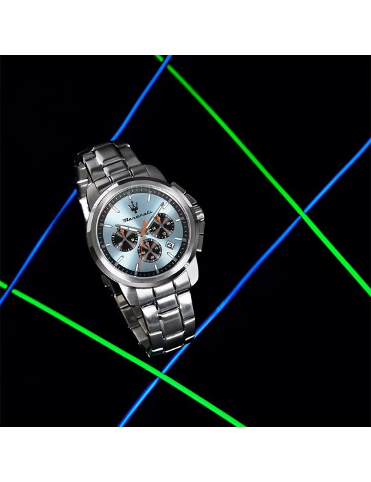 Maserati Watch - Silver-42mm-Light Blue-Orange Details-R8873621044