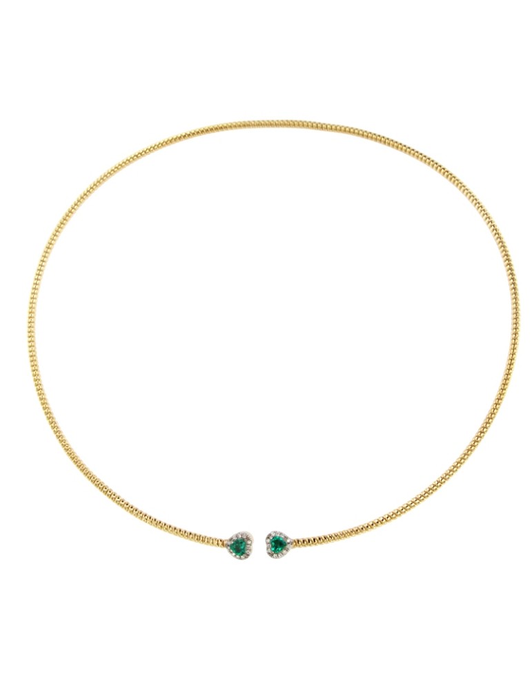 Collana Antorà in Oro Giallo 18 Carati con Cuore Smeraldo e