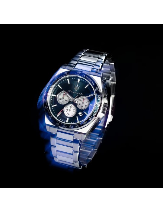 Maserati Watch - Silver - 43mm - Blue - White Counters-R8873652005