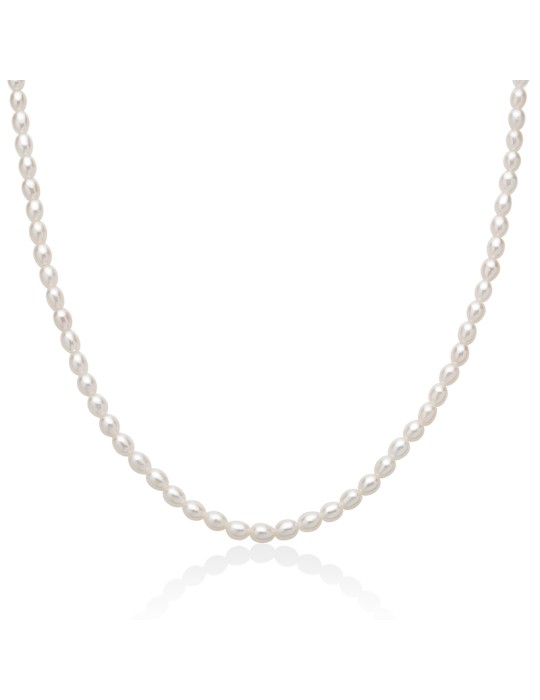 Miluna Necklace - Pearl Nuggets with Real Rice Pearls 4-4.5mm - 0