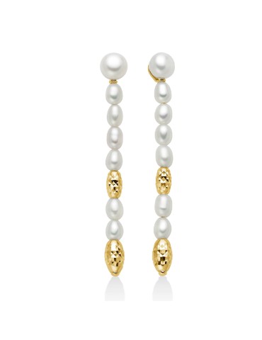 Miluna Pendant Earrings - Pearl Nuggets with Real Rice Pearls 4-4.5mm and Gold-Plated 925 Silver Elements