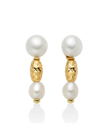 Orecchini Pendenti Miluna - Pepite di Perle con Perle Vere Riso 5-5,5mm ed Elementi in Argento 925 Dorato - PER2794G