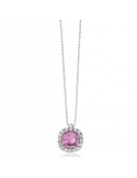 Collana Miluna - in Oro Bianco 18 carati con Pendente Zaffiro Rosa e Diamanti Naturali -CLD4457