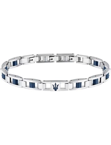 Bracciale Maserati - Ceramic - Maglie Silver -Giunzioni Blu-JM225ATZ59