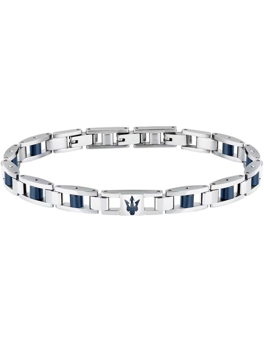 Bracciale Maserati - Ceramic - Maglie Silver -Giunzioni Blu-JM225ATZ59