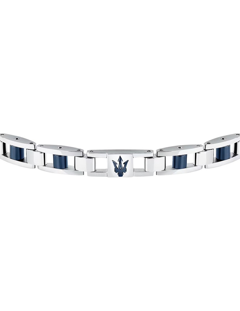 Bracciale Maserati - Ceramic - Maglie Silver -Giunzioni Blu-JM225ATZ59