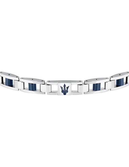 Bracciale Maserati - Ceramic - Maglie Silver -Giunzioni Blu-JM225ATZ59