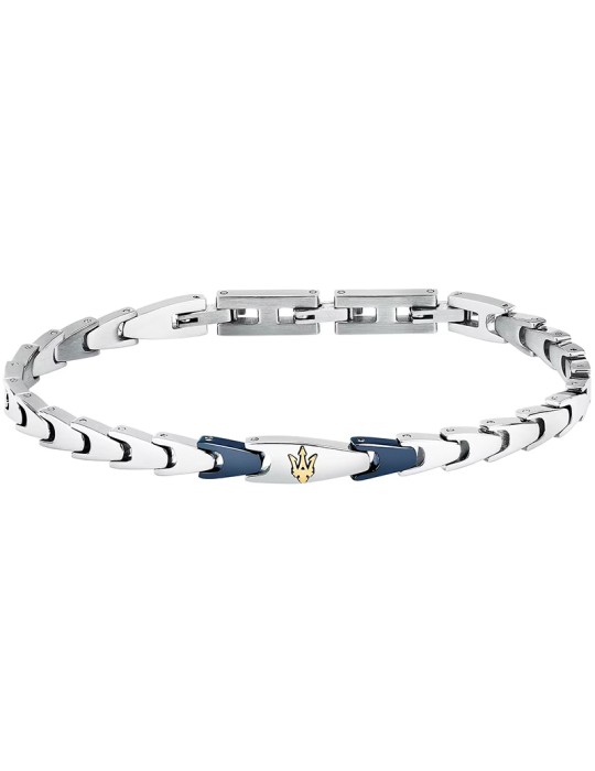 Maserati Bracelet - Iconic - Blue Links - Golden Trident -JM225AVD82
