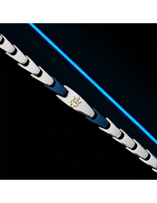 Maserati Bracelet - Iconic - Blue Links - Golden Trident -JM225AVD82