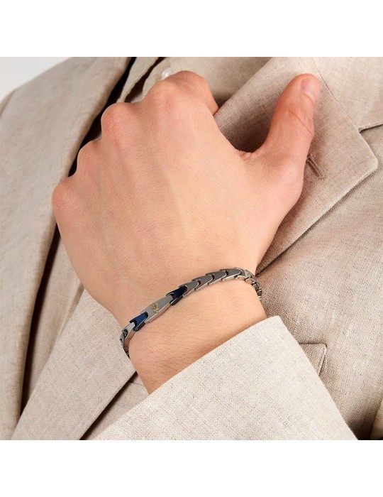 Maserati Bracelet - Iconic - Blue Links - Golden Trident -JM225AVD82