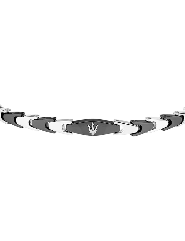 Bracciale Maserati - Iconic - Maglie Nere - Tridente Silver-JM225AVD83