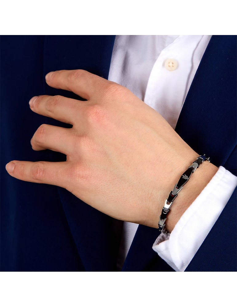Bracciale Maserati - Iconic - Maglie Nere - Tridente Silver-JM225AVD83