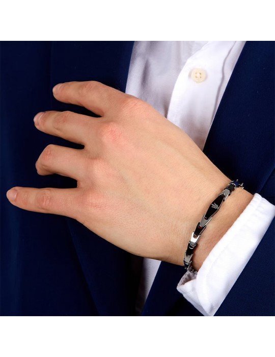 Bracciale Maserati - Iconic - Maglie Nere - Tridente Silver-JM225AVD83