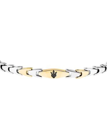 Maserati Bracelet - Iconic - Golden Links - Trident Black-JM225AVD84 2