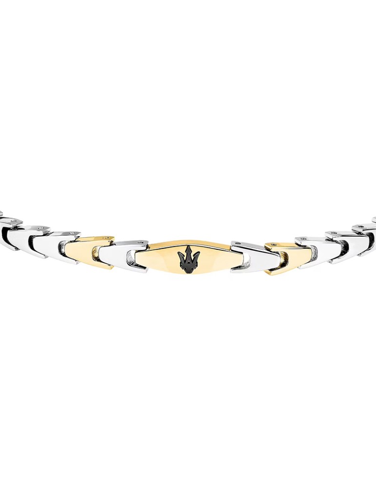 Maserati Bracelet - Iconic - Golden Links - Trident Black-JM225AVD84