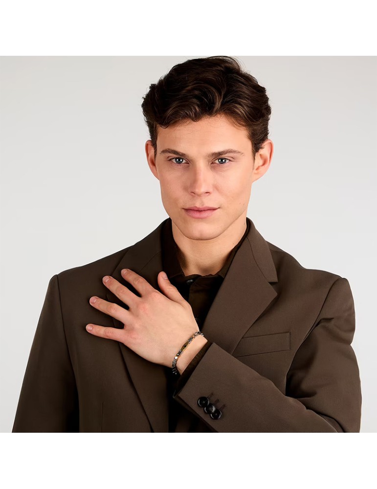 Maserati Bracelet - Iconic - Golden Links - Trident Black-JM225AVD84