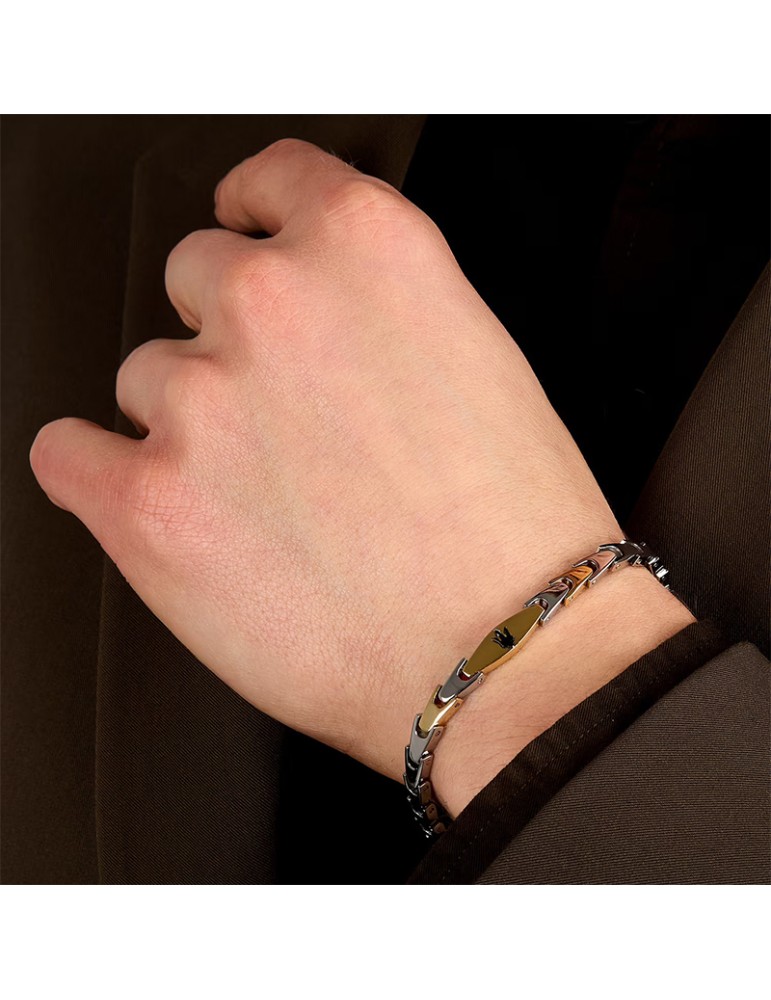 Maserati Bracelet - Iconic - Golden Links - Trident Black-JM225AVD84