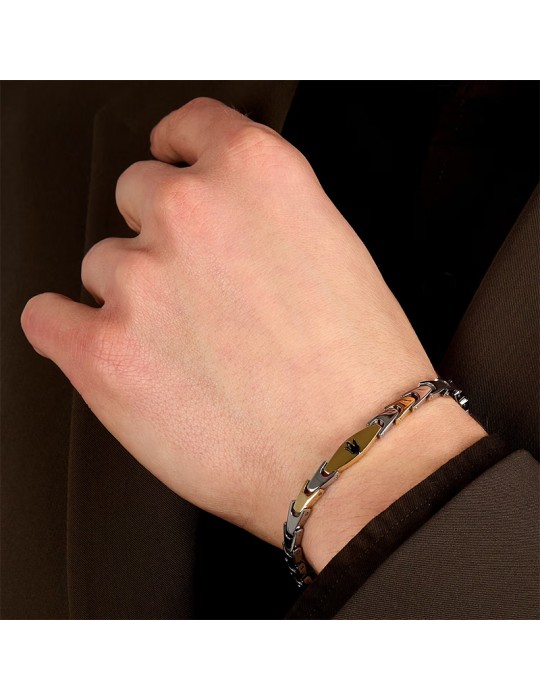 Maserati Bracelet - Iconic - Golden Links - Trident Black-JM225AVD84