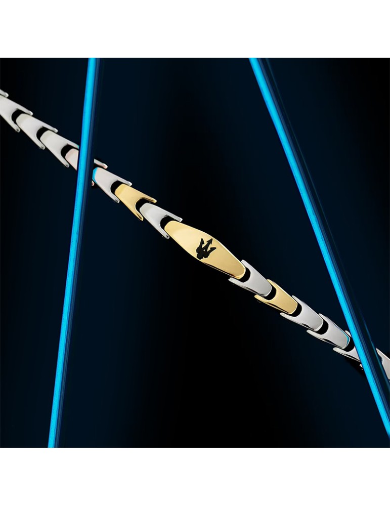 Maserati Bracelet - Iconic - Golden Links - Trident Black-JM225AVD84