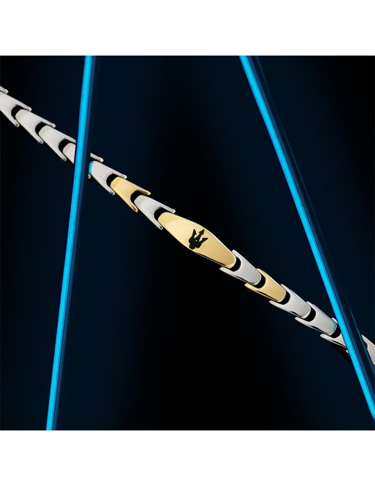 Maserati Bracelet - Iconic - Golden Links - Trident Black-JM225AVD84