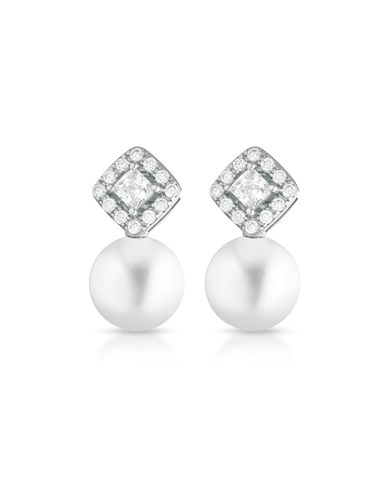 Lelune Glamour Earrings - Luxury with 8.5-9 mm Freshwater Pearls and White Zirconia - LGEA02