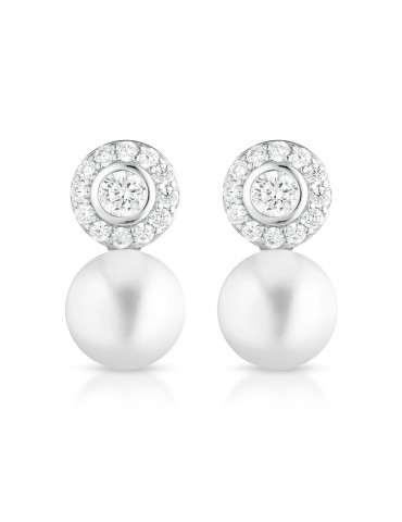 Lelune Glamour Earrings - Luxury Round with 8.5-9 mm Freshwater Pearls and White Zirconia - LGEA03 2