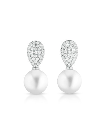 Orecchini Lelune Glamour - Luxury con Perle Freshwater 7.5-8 mm e Zirconi Bianchi - LGEA06